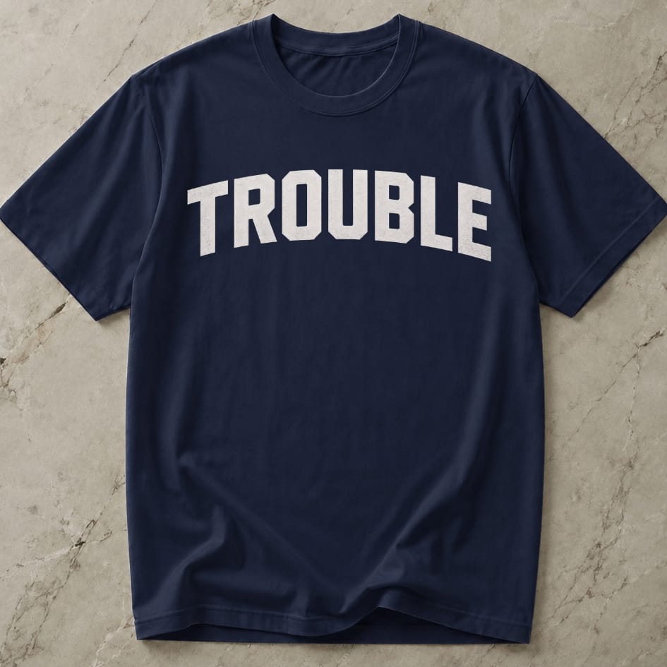 Trouble White Design T-shirt