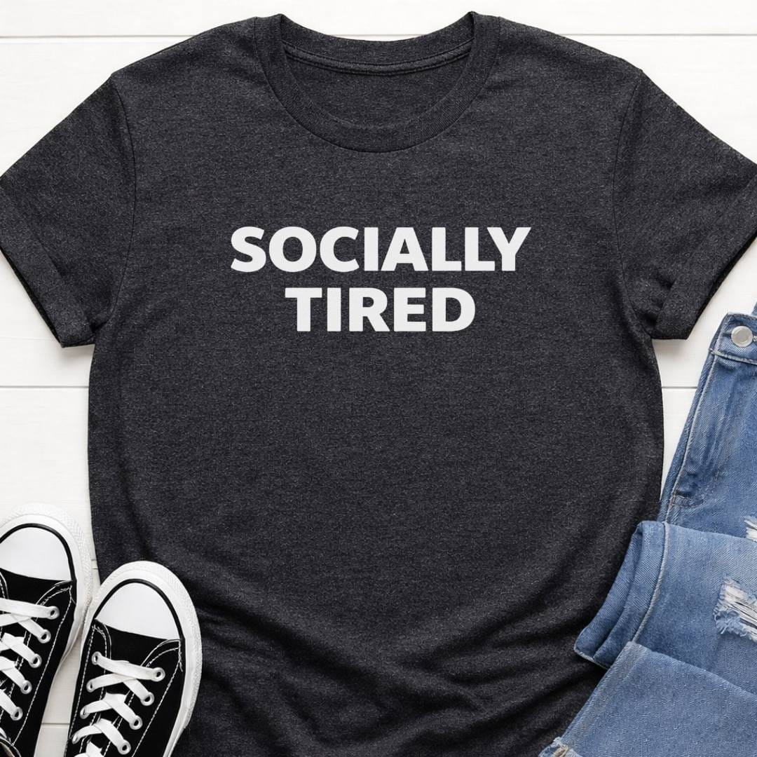 Socially Tired Slogan T-shirt