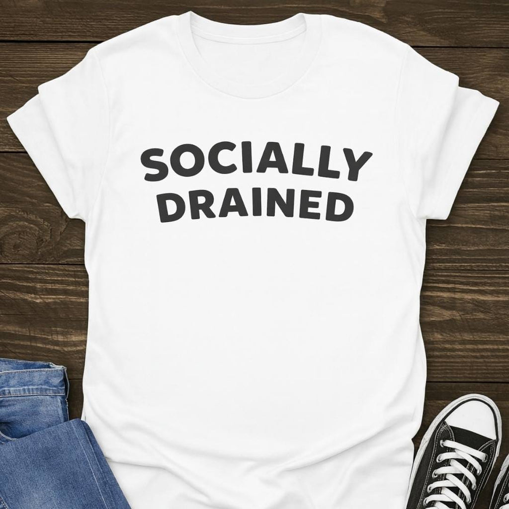 Socially Drained Slogan T-shirt