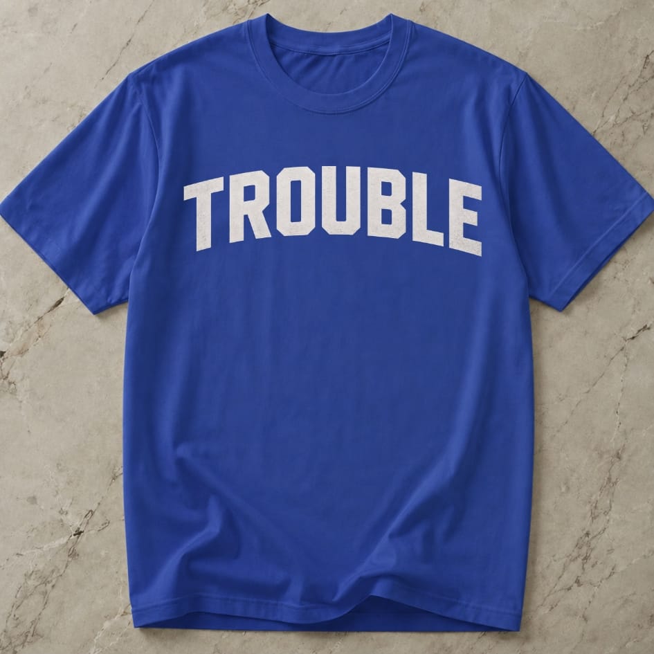 Trouble White Design T-shirt