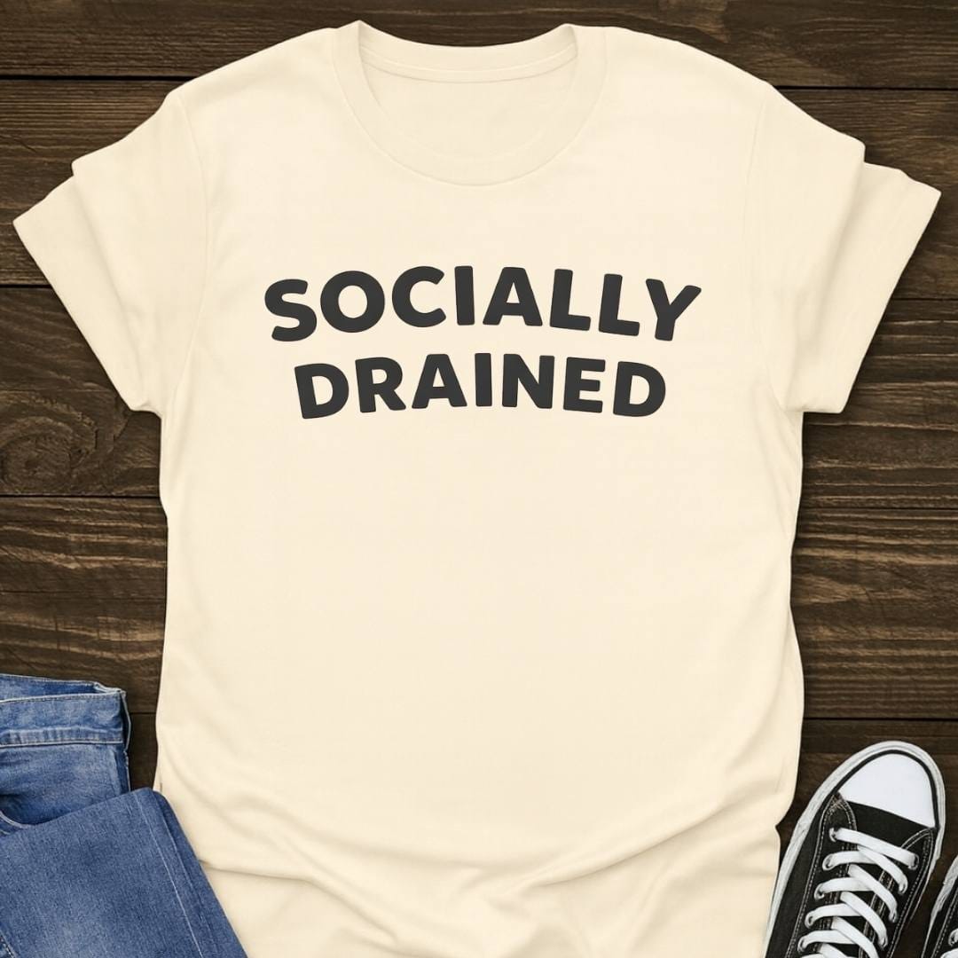 Socially Drained Slogan T-shirt